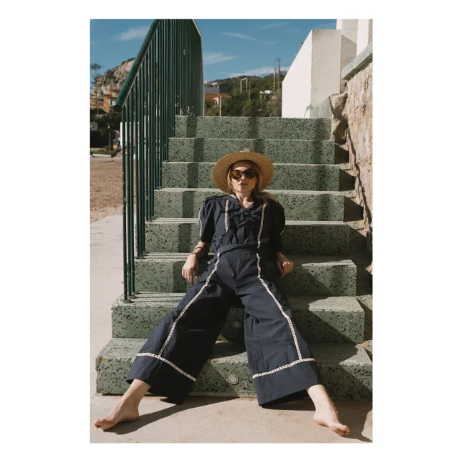 Pantalon Wide Coton | Bleu marine