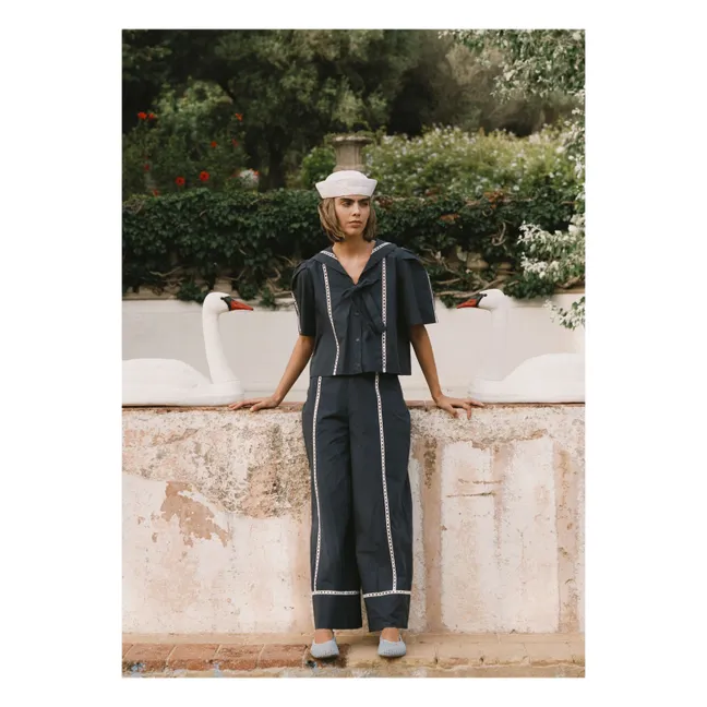 Pantalon Wide Coton | Bleu marine