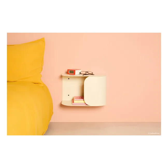 Wall-mounted bedside table in lacquered steel | Ivory