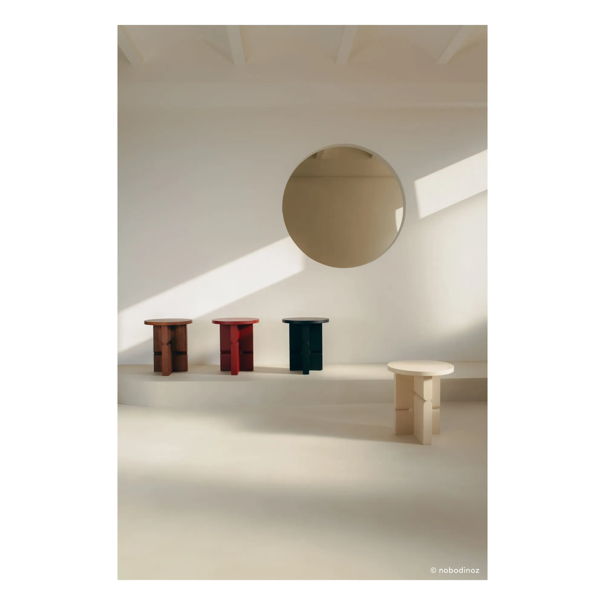 Table d'appoint en bois peint Noon | Rouge Brun- Image produit n°2