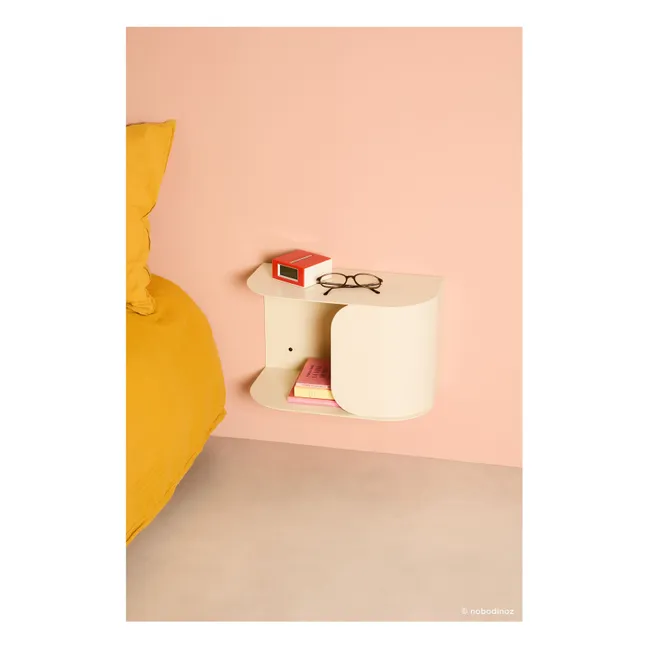 Wall-mounted bedside table in lacquered steel | Ivory