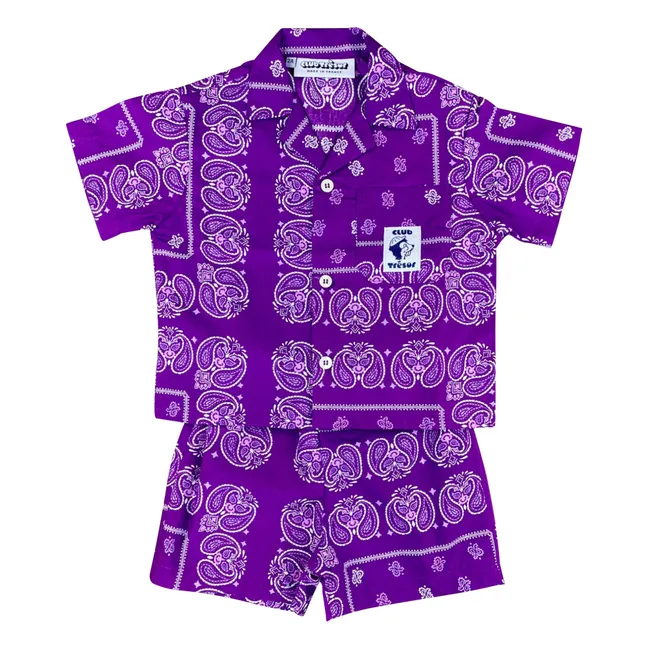 Cassis Poplin Shirt and Short Set | Purple
