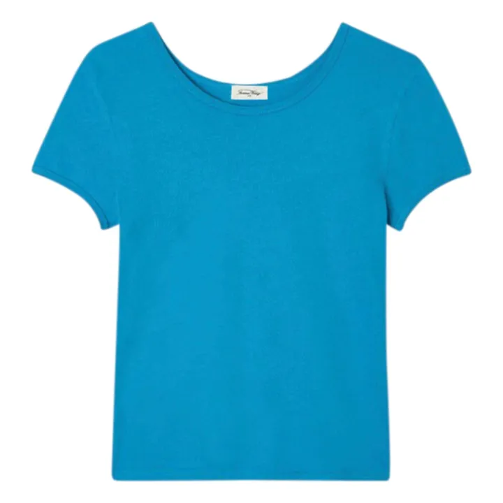 T-shirt Col Bateau Lopintale Coton et Lin | Bleu- Image produit n°0