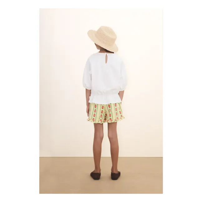 Short Volants Roses Coton Bio | Jaune pâle