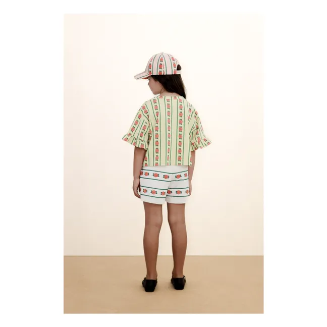 T-shirt Volants Roses Coton Bio | Jaune pâle