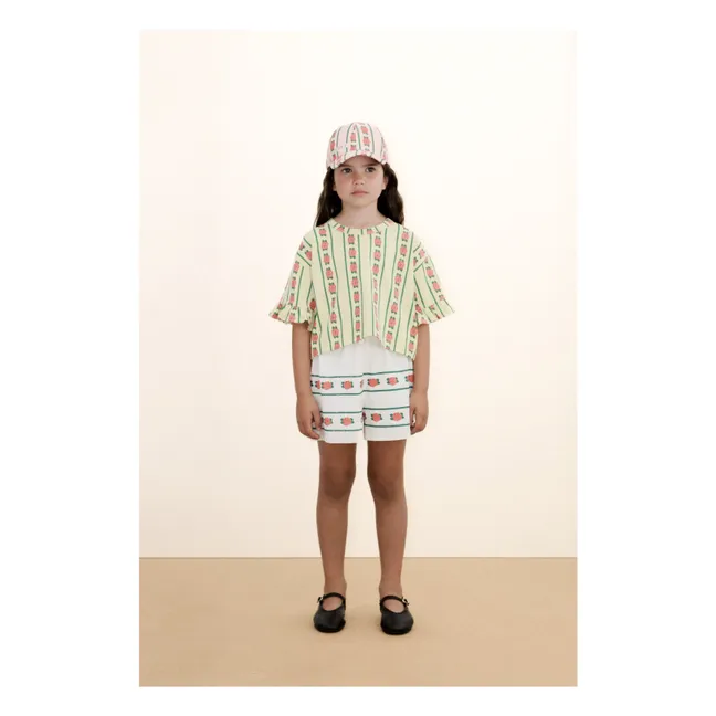 Organic cotton pink ruffle T-shirt | Pale yellow