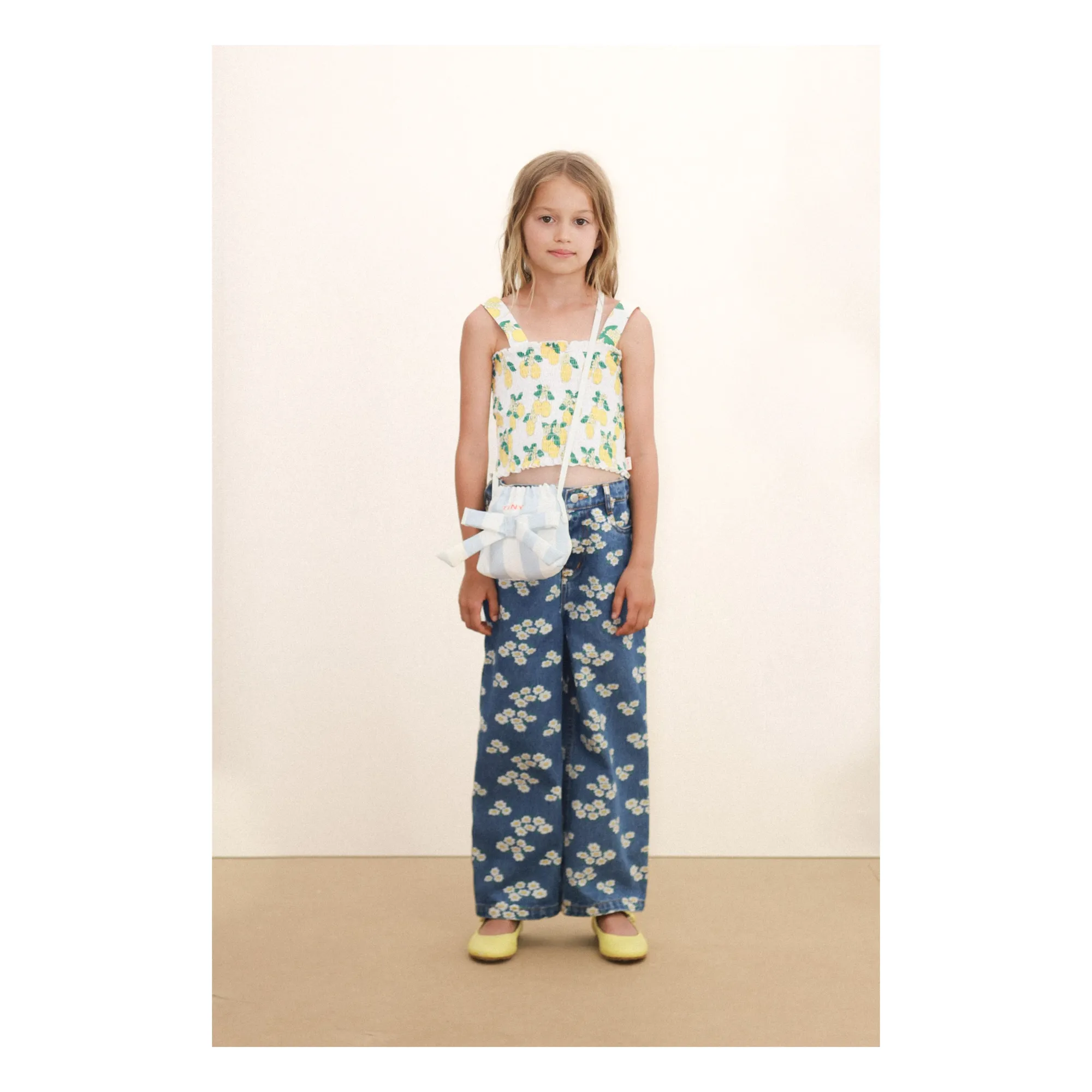Top Froncé Oranges Coton Bio | Blanc- Image produit n°1