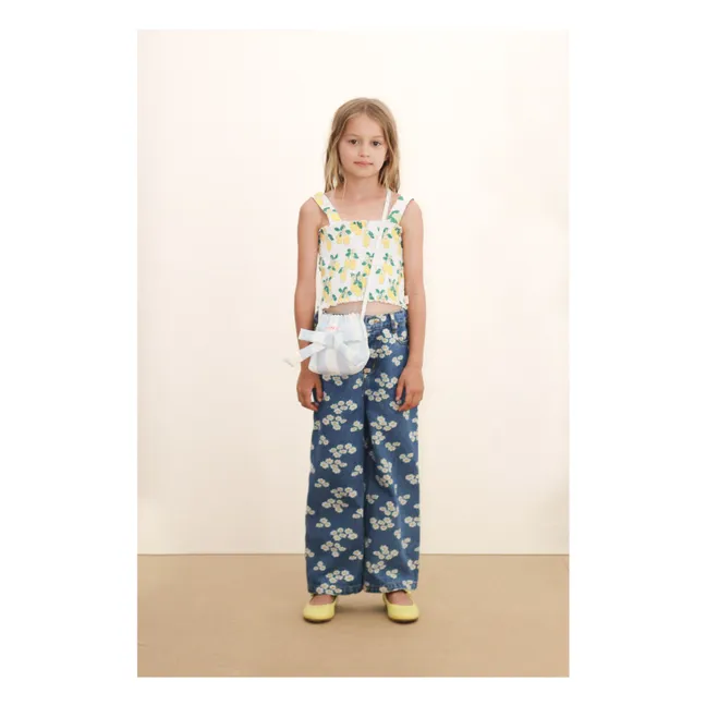 Orange Organic Cotton Ruched Top | White