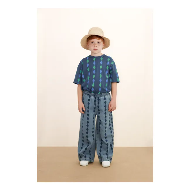 T-shirt Losanges Coton Bio | Bleu