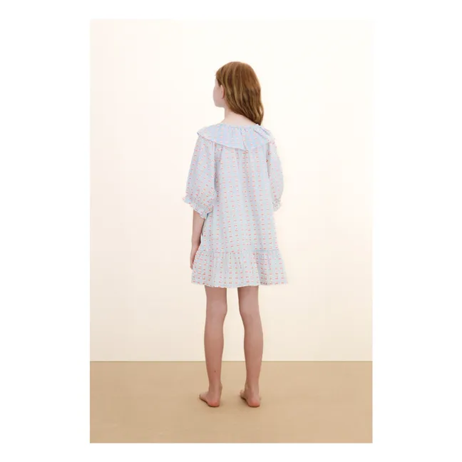 Robe Volants Cerises | Bleu pâle