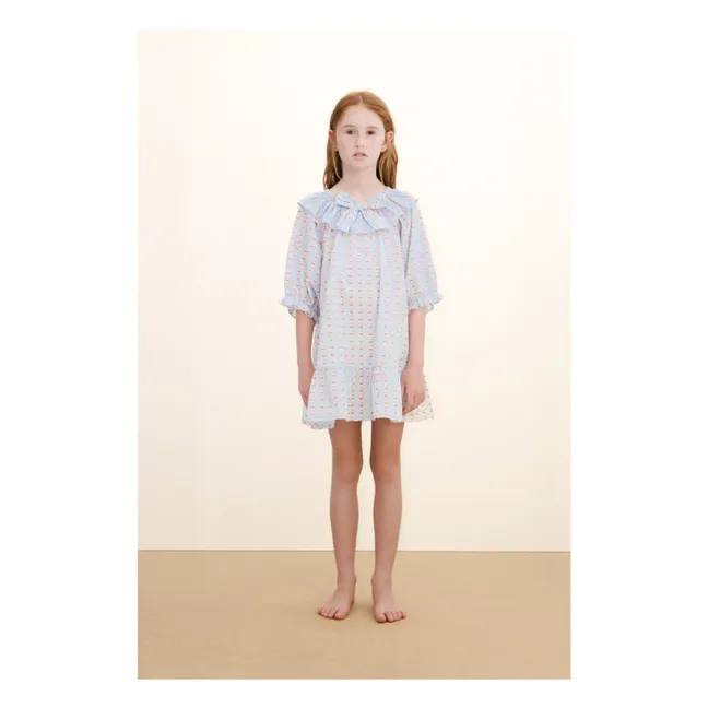 Robe Volants Cerises | Bleu pâle