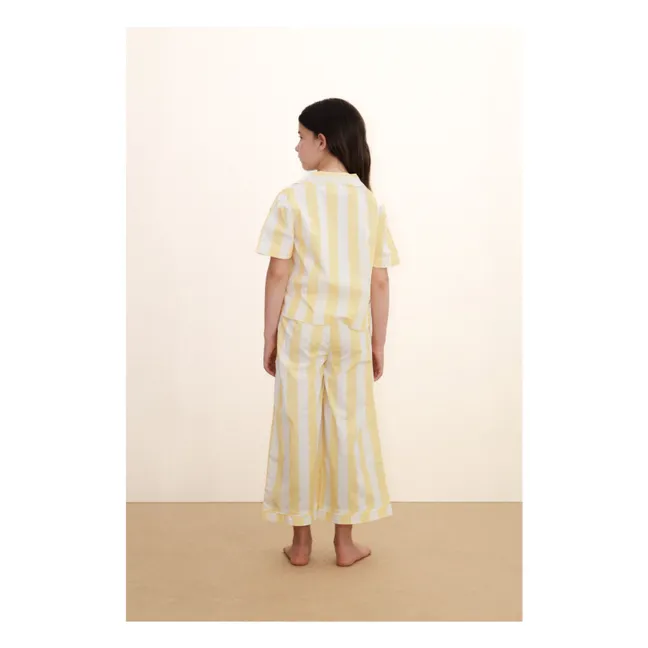 Conjunto de camisa y pantalón a rayas | Amarillo