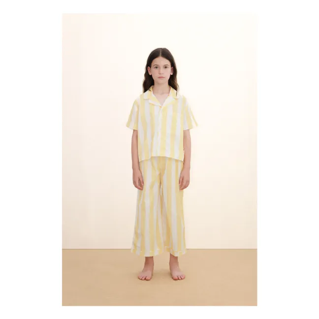 Conjunto de camisa y pantalón a rayas | Amarillo