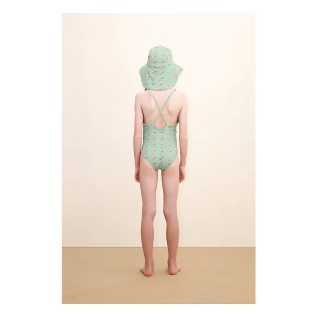 Maillot de Bain Volants Cerises | Vert d'eau