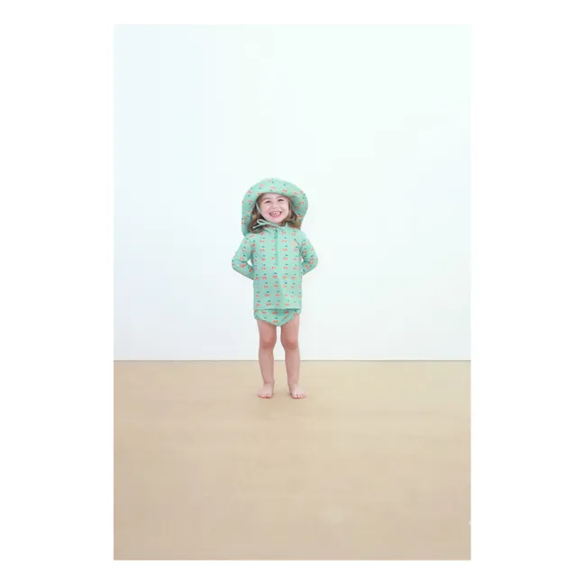 T-shirt de Bain Anti-UV Cerises Bébé | Vert d'eau