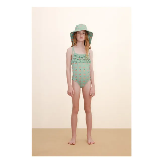 Maillot de Bain Volants Cerises | Vert d'eau