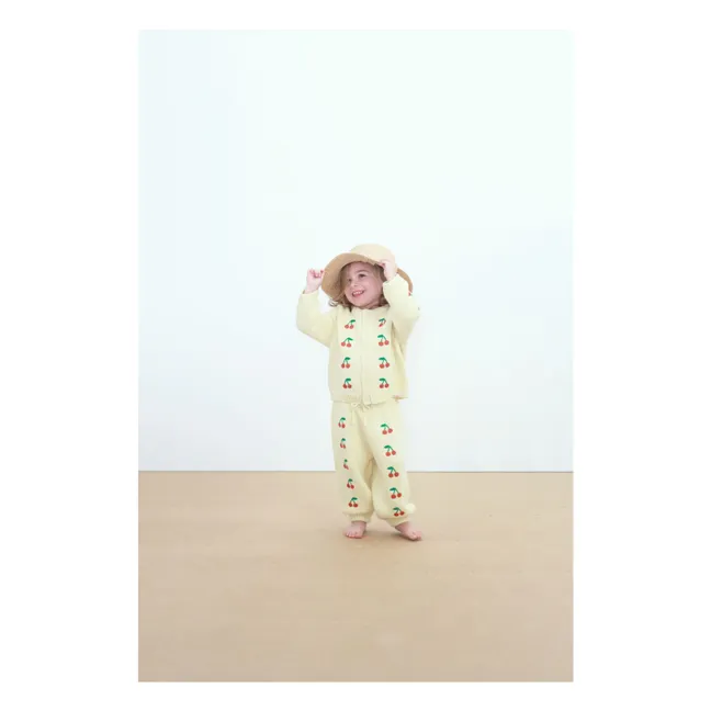 Cardigan Cerises | Jaune pâle