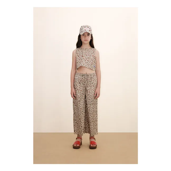 Pantalones de popelín con leopardo | Marrón