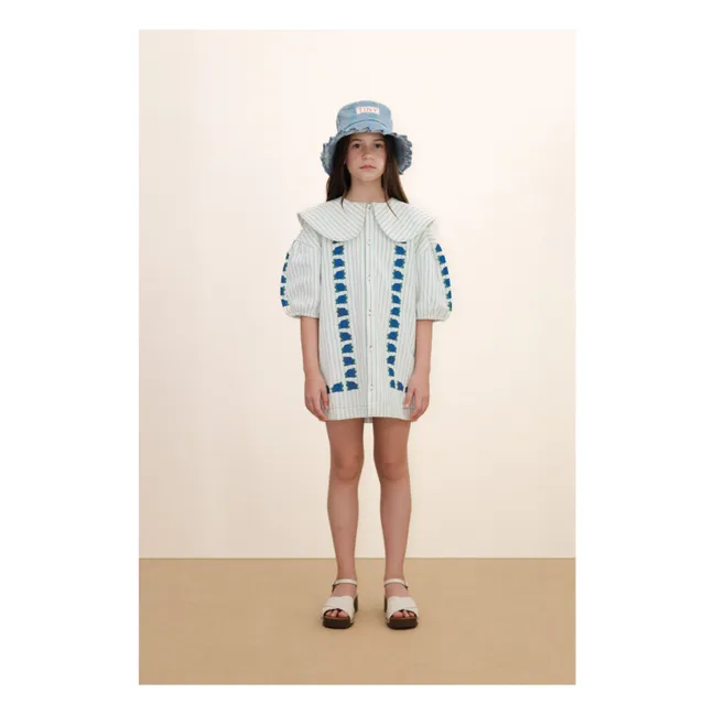 Robe Col Oversize Fleurs | Bleu