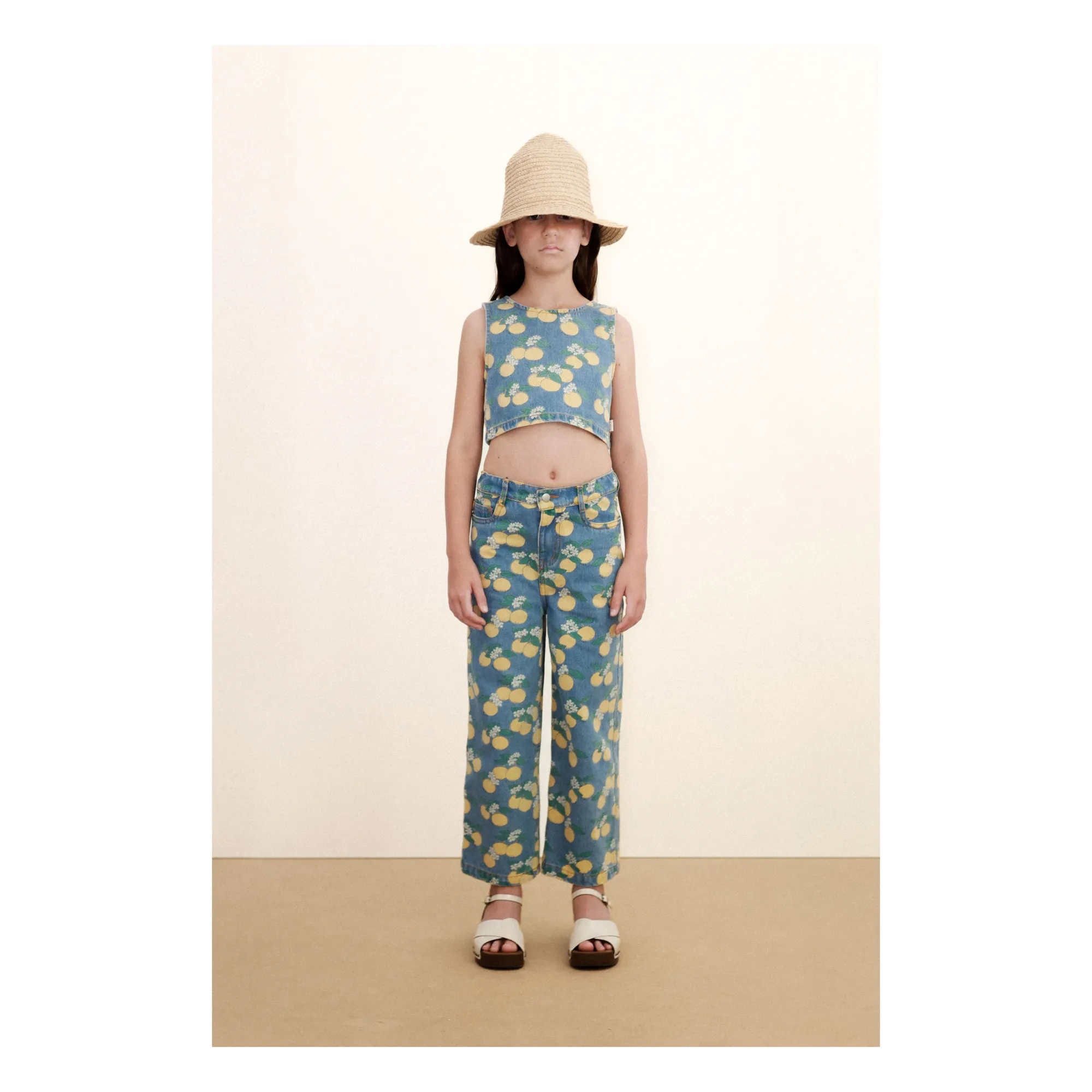Top Denim Oranges | Bleu- Image produit n°1