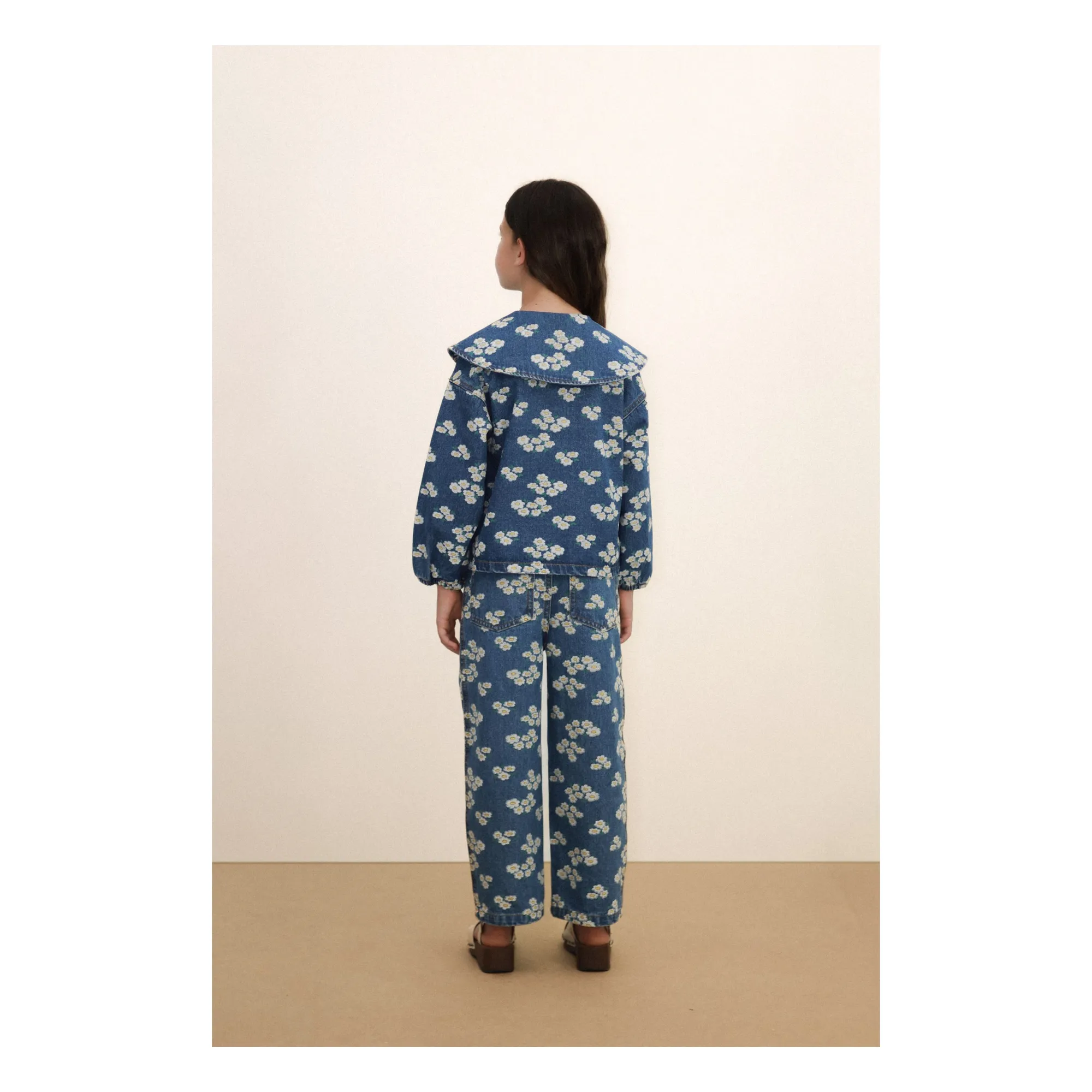 Chemise Denim Col Oversize Marguerites | Bleu- Image produit n°2