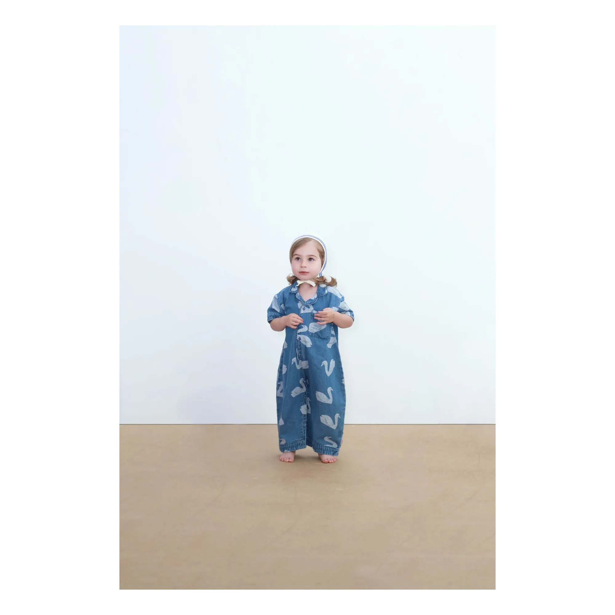 Tinycottons Blue Denim Suit Swans