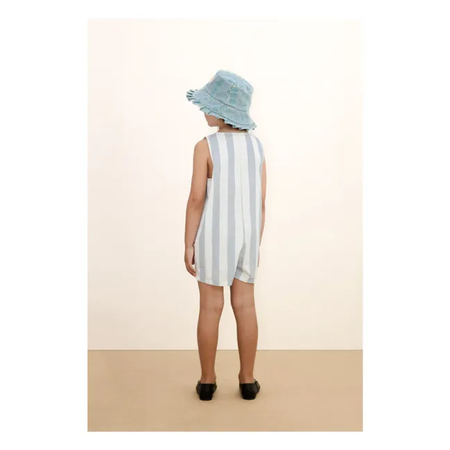 Tiny Striped Twill Playsuit | Blue