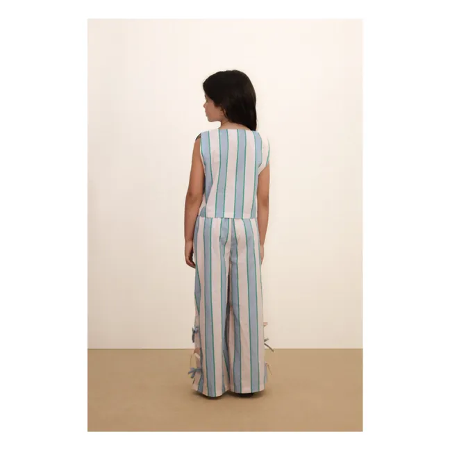 Pantalon Nœuds Rayé | Rose pâle