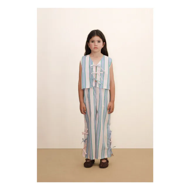 Gestreifte Knotenhose | Blassrosa