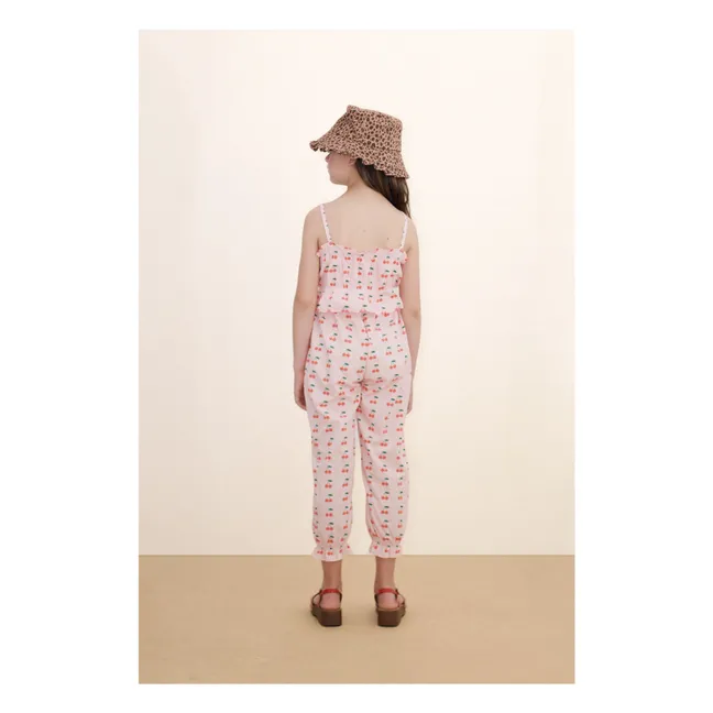 Top Froncé Cerises | Rose pâle