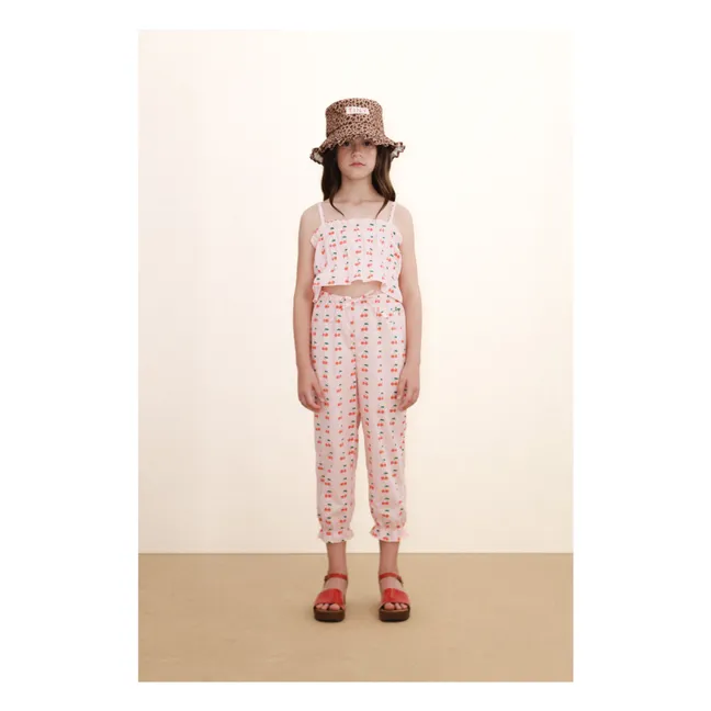 Top Froncé Cerises | Rose pâle