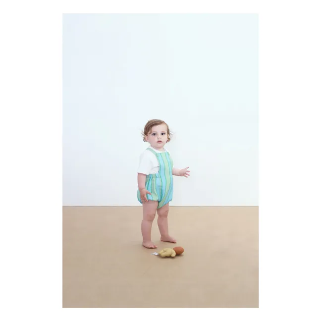 Pagliaccetto in lino a righe | Verde