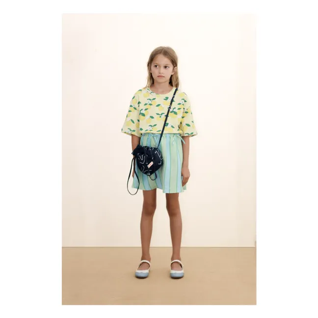 T-shirt Côtelé Oranges Coton Bio | Jaune pâle