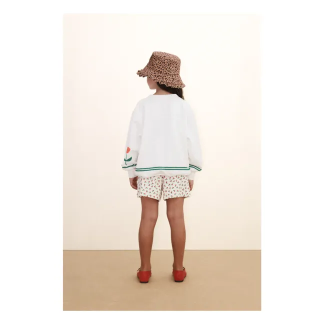 Short Côtelé Roses Coton Bio | Blanc