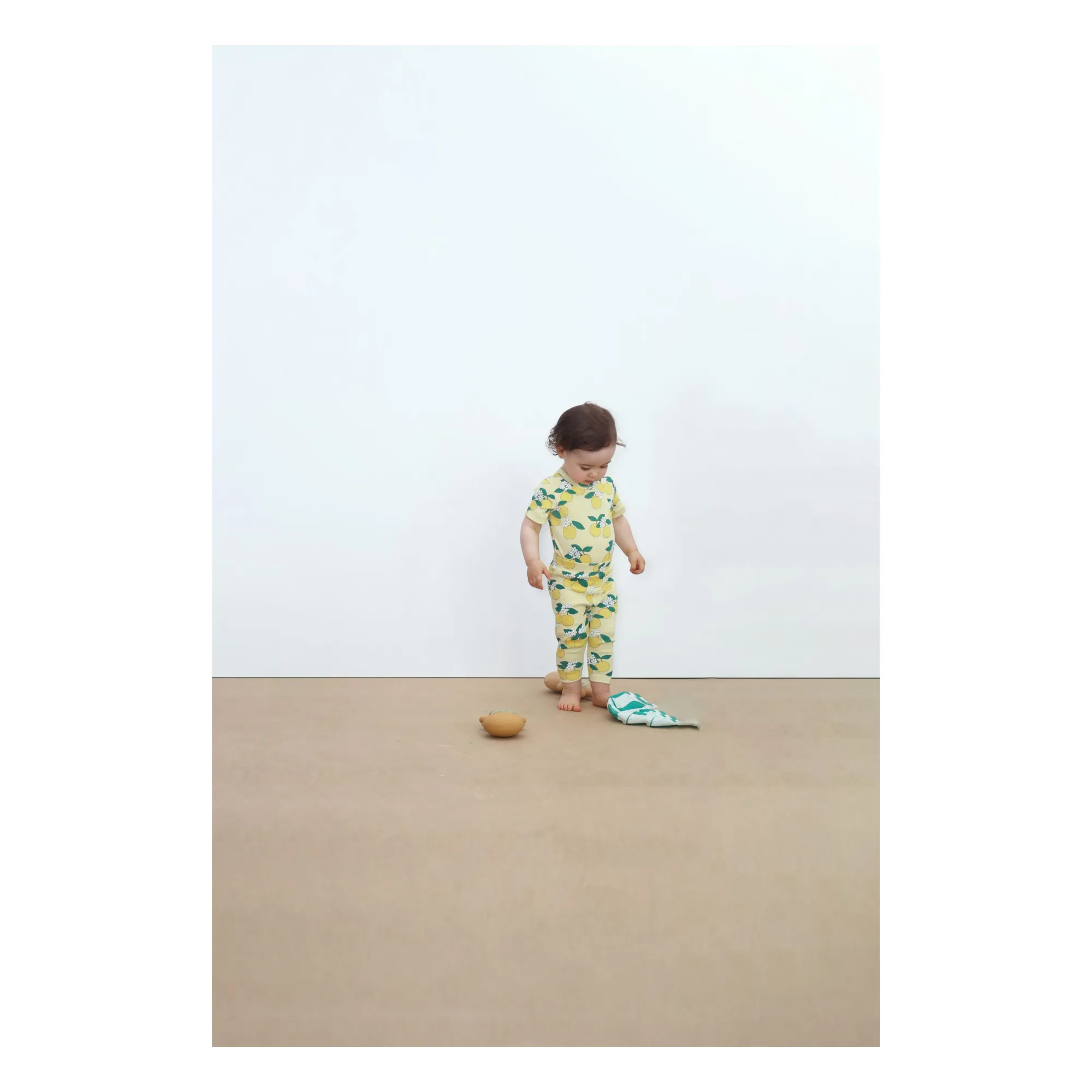 Legging Côtelé Oranges Coton Bio | Jaune pâle- Image produit n°1