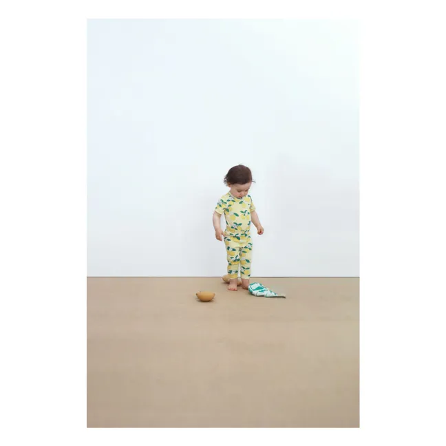 Malla de canalé naranja Algodón orgánico | Amarillo palo