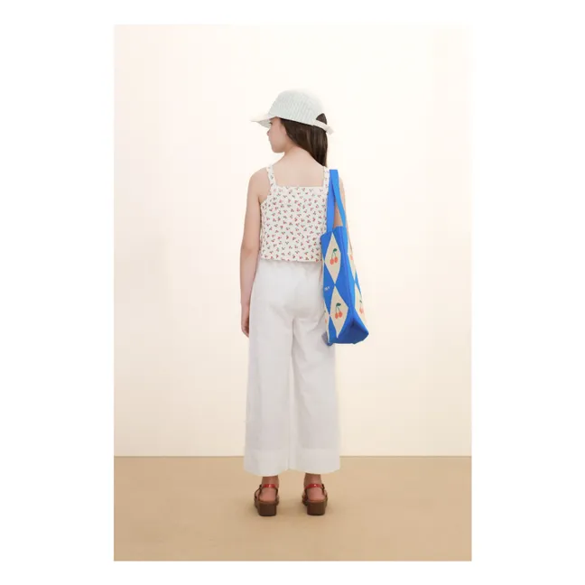 Top a coste Roses in cotone biologico | Bianco