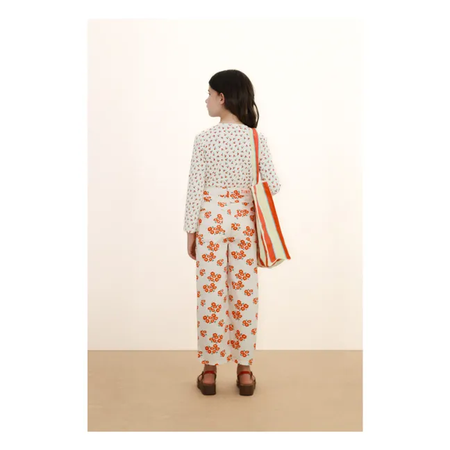 Ribbed Vest Roses Organic Cotton | White