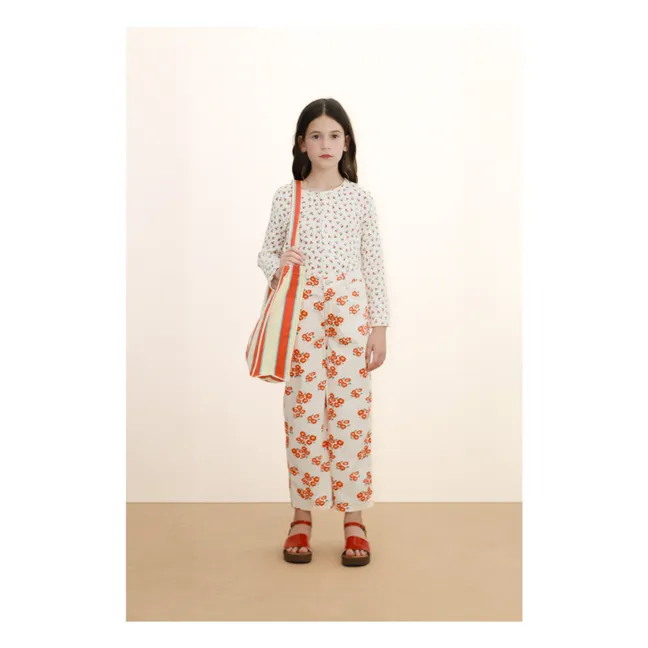 Ribbed Vest Roses Organic Cotton | White