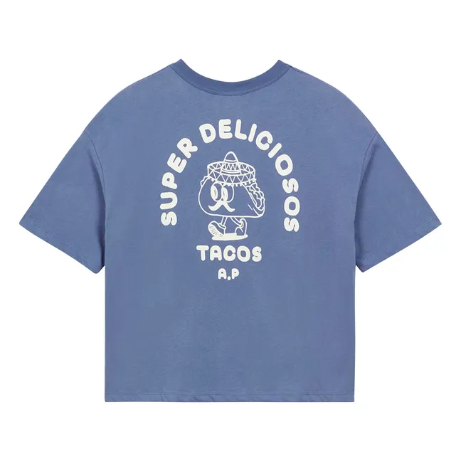 Super Tacos Organic Cotton T-shirt | Midnight blue