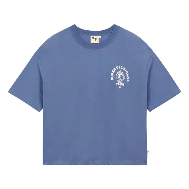 Super Tacos Organic Cotton T-shirt | Midnight blue