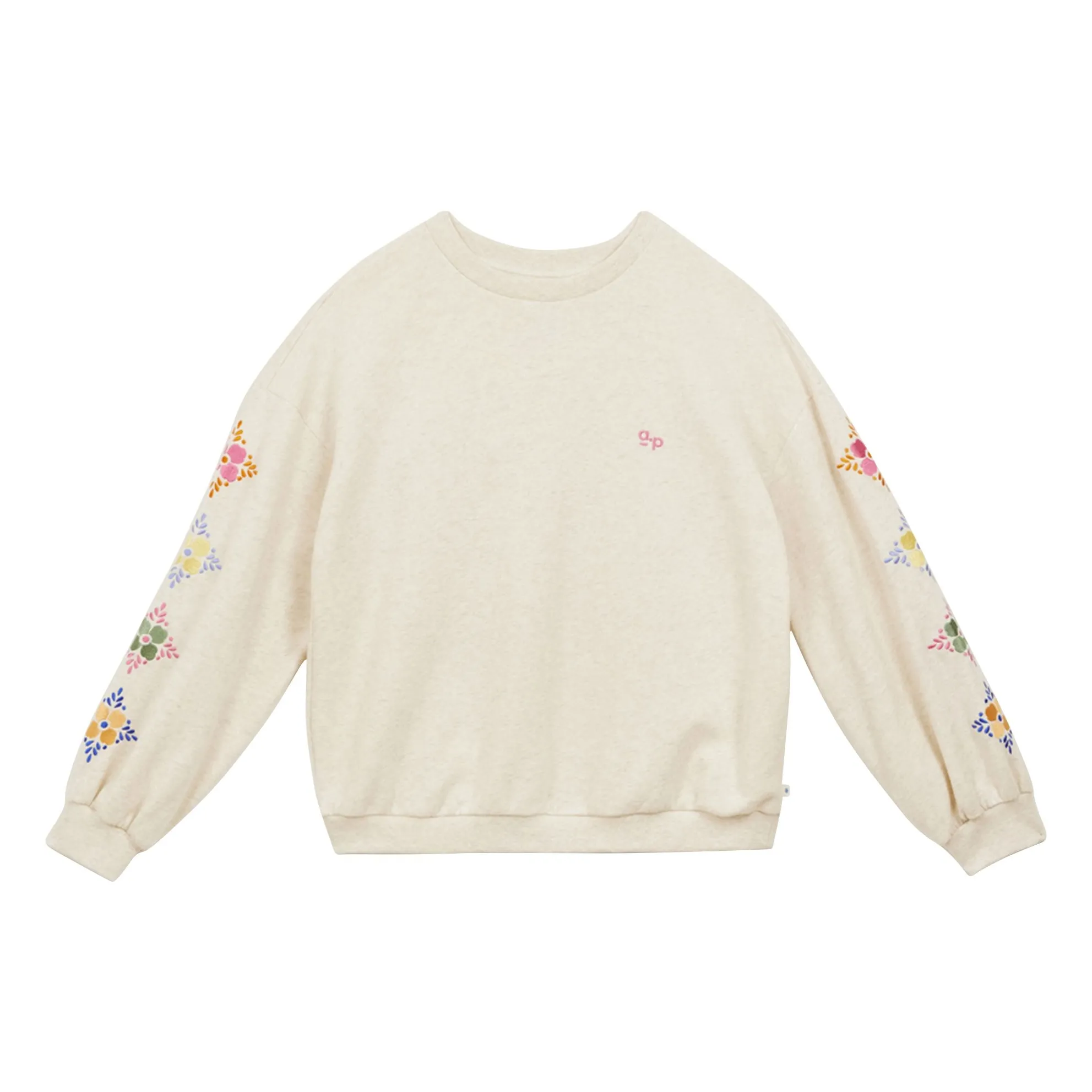 Sweat Broderies Coton Bio | Sable- Image produit n°0