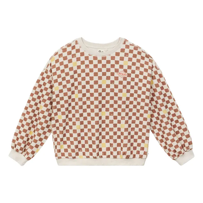 Sudadera de algodón orgánico Damier Terry | Marrón