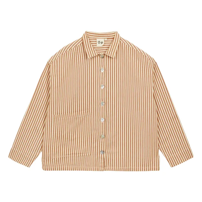 Cotton Stripes Shirt | Brown