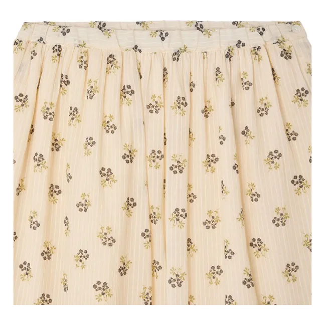 Jupe Farah Fleurie Coton Bio | Ecru