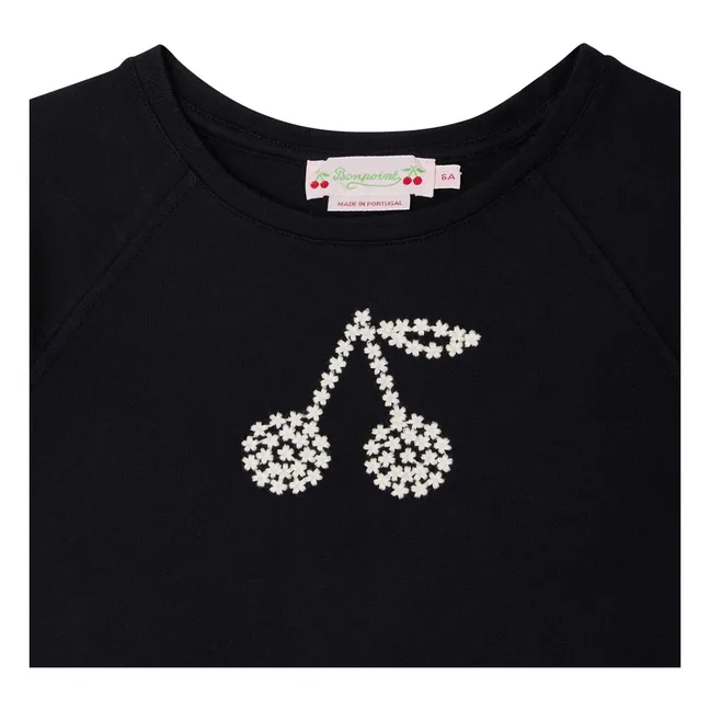 Camiseta de algodón orgánico Asmae Cherry | Negro