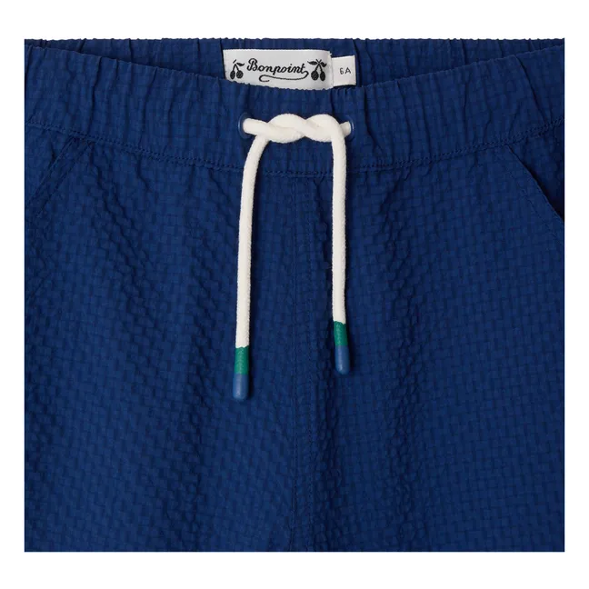 Pantalones cortos Ethan Seersucker a cuadros Fibras recicladas | Azul índigo