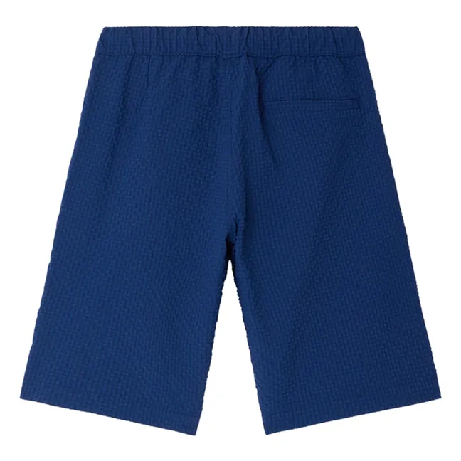 Short Ethan Carreaux Seersucker Fibres Recyclées | Bleu indigo