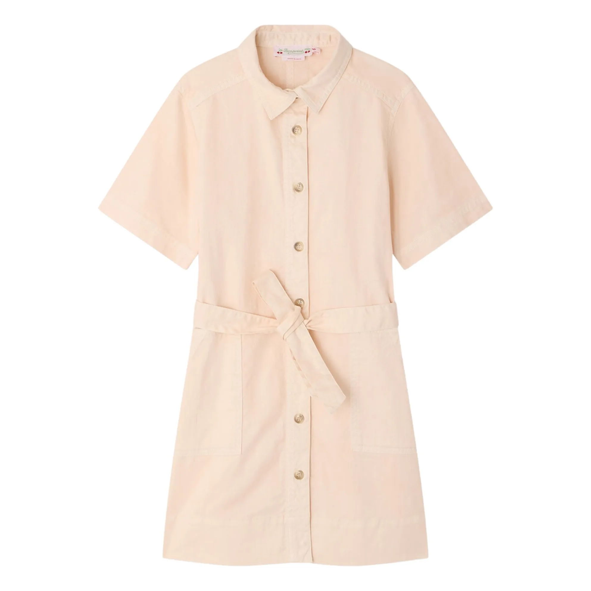 Vestido camisero Lauriane de algodón orgánico | Rosa empolvado- Imagen del producto n°0