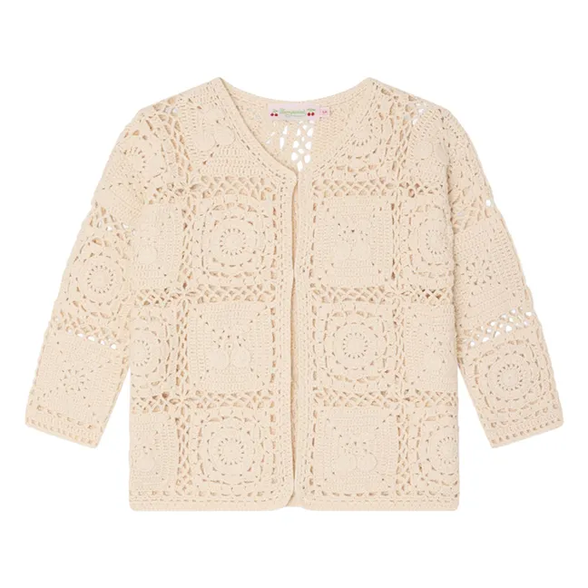 Léa-Marie Crochet Cardigan | Ecru